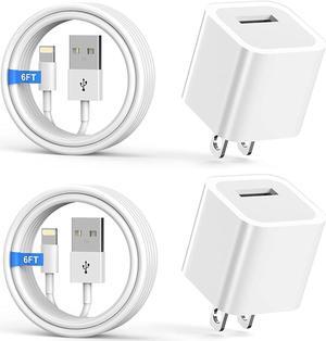 iPhone Charger [MFi Certified] 2Pack 6FT Lightning Cable Data Sync Charging Cords With 2Pack USB Wall Charger Travel Plug Adapter Compatible with iPhone 14/13/12/11/Mini/XS/Max/XR/X/8/7/SE