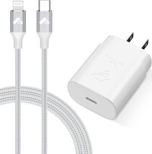 iPhone SE 2020 | Fast Charger 20W, USB Type-C Block With Lightning Cable  3ft White