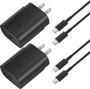 USB C Superfast Charger, USB Type-C to USB Type-C Cable 5ft and 25W Wall Charger Fast Charging PD Adapter Compatible with Samsung Galaxy Ultra S23/S22/S21/S20+ Note 20/10 A71 A53 (2-Pack)