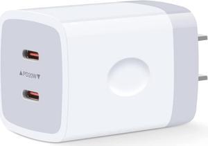 USB C Block,Sicodo 40W Dual USB C Wall Charger,2-Port PD 3.0 20W USB C Cube Power Adapter for iPhone 16/16 Pro/16 Pro Max/15/14/13/12/X Plus,Samsung Galaxy S24 Ultra,S23,Pixel 9Pro,USB C Wall Plug