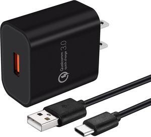 18W Quick Charge 3.0 Charger Cable Adapter Compatible with Motorola Edge/Edge+, Moto G Stylus 5g 2021, Moto G Power/Pure/Fast, G7, X4, Z4, Motorola Fusion One/Plus Charger Block, 5FT Charging Cord