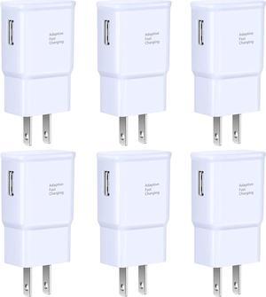 Adaptive Fast Charging Wall Charger Adapter, Eversame 6-Pack Fast Charging Block Travel USB Charger Box Compatible Samsung Galaxy S10 S9 S8 S7 S6 Note 8 9, iPhone, LG, HTC and More (White)