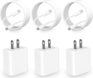 iPhone Charger Fast Charging 3Pack Apple MFi Certified USB C Charger Lightning Cable USBC Wall Charger 20W with 6ft USB C to Lightning Cable for iPhone 14 13 12 11 Pro XR XS Max X 8 Plus iPad AirPods