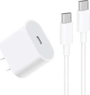 20W USB C Fast Charger for iPhone 15/15 Pro Max, iPad Pro 12.9/11 inch, iPad Air 5/4th, iPad 10th Gen, iPad Mini, with 6.6ft USB C to C Charging Cable