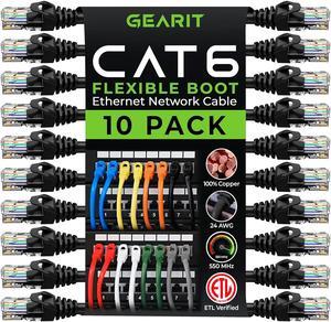 GearIT Cat6 Cable 0.5 ft 6 in - Cat 6 Ethernet Cable, Cat6 Patch Cable,Network Cable, Internet Cable - Black 0.5 Feet