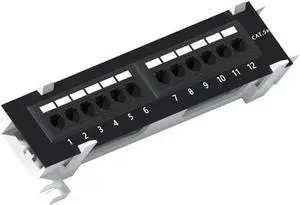 1U 12 Ports Cat5E Wallmount Patch Panel, UTP Ethernet Patch Panel with RJ45 Cat5E Adapter Patch Panel