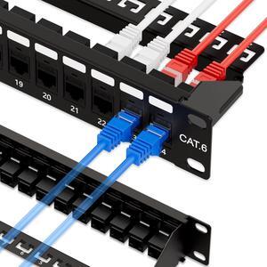 iwillink 24 Port Patch Panel, RJ45 Through Coupler 1U Cat6 Patch Panel UTP 19-Inch with Back Bar, Wallmount or Rackmount, Compatible with Cat5, Cat5e, Cat6 Cabling