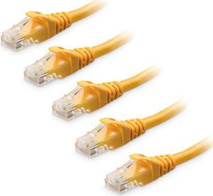 Cable Matters 10Gbps 5-Pack Snagless Short Cat 6 Ethernet Cable 3 ft (Cat 6 Cable, Cat6 Cable, Internet Cable, Network Cable) in Yellow