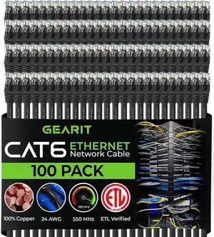 GearIT Cat 6 Ethernet Cable 1 ft (100-Pack) - Cat6 Patch Cable, Cat 6 Patch Cable, Cat6 Cable, Cat 6 Cable, Cat6 Ethernet Cable, Network Cable, Internet Cable - Black 1 Foot