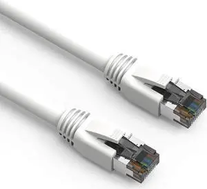 Nippon Labs Cat8 RJ45 1FT Ethernet Patch Internet Network LAN Cable, Shielded Latest 40Gbps 2000Mhz, Weatherproof S/FTP for Router, PS4, PS5, Xbox, PoE, Switch, Modem (White) (60CAT8-1-24WT)