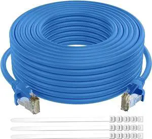 Cat 6 Ethernet Cable 75 ft-Blue, High Speed Internet Cable (6 Colors for Selection) Support POE Gigabit Cat6 Cat 5e Cat 5 Cable Long Flexible Network Cable RJ45 Patch Cord+15 Ties