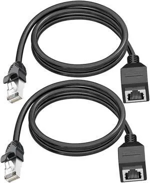 Ethernet Extension Cable, RJ45 Male to Female Ethernet LAN Male to Female Connector Network Extension Cable RJ45 Extension Patch Cable Extender Cord (2ft/60cm) - 2Pack