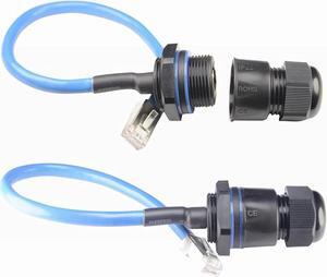 ANMBEST 2PCS Panel Mounting RJ45 Waterproof Connector M25 Cat5/5e/6 Ethernet LAN Cable Coupler with Shield Cat6 Network Cable Outdoor LAN Coupler Adapter Male to Female
