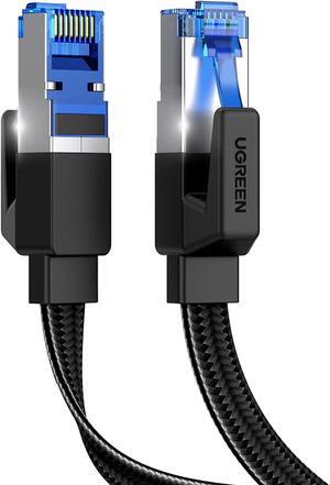 UGREEN Cat 8 Ethernet Cable 6FT, Flat High Speed 40Gbps 2000Mhz Internet Cable 26AWG Braided Network Cord RJ45 Shielded Indoor LAN Cables Compatible for Gaming PC PS5 Xbox Modem Router 6FT