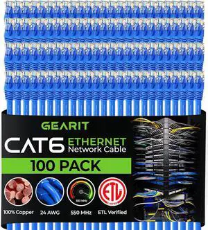 GearIT Cat 6 Ethernet Cable 1.5 ft 18-Inch (100-Pack) - Cat6 Patch Cable, Cat 6 Patch Cable, Cat6 Cable, Cat 6 Cable, Cat6 Ethernet Cable, Network Cable, Internet Cable - Blue 1.5 Feet