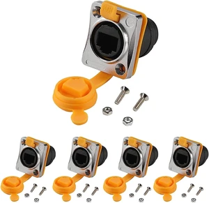 PENGLIN 5PCS RJ45 Panel Mount Coupler, D-Type RJ45 Panel Connector, CAT5E/CAT5 Female to Female LAN Network Bulkhead Pass Through Socket with Cap PENGLIN 5PCS RJ45 Panel Mount Coupler, D-Type RJ45 Panel Connector, CAT5E/CAT5 Female to Female LAN Network Bulkhead Pass Through Socket with Cap