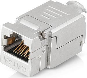 Everest Media Solutions RJ45 Shielded Keystone Jack - 24-Pack - Slim Profile, 90 Degrees, F/STP Female Connector - Tested for CAT5e, CAT6, CAT6A, CAT7 - up to 10GB Speed