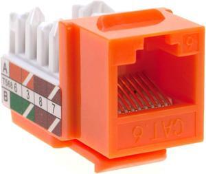 cctv_4less Cat6 45° Angled Keystone Ethernet Wall Jack Punch Down UTP 45-Degree (Easier Termination Than 90-Degree), RJ45 Slim Profile Speed Termination Orange Pack of 50