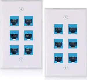 Weewooday 2 Pcs RJ45 Wall Plate 6 Port Ethernet Wall Plate Cover Cat6 Female to Female Jack Inline Coupler Ethernet Cable Faceplates for Cat5 Cat5e Cat6 Weewooday 2 Pcs RJ45 Wall Plate 6 Port Ethernet Wall Plate Cover Cat6 Female to Female Jack Inline Coupler Ethernet Cable Faceplates for Cat5 Cat5e Cat6