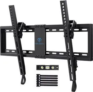 PERLESMITH UL Listed TV Mount for Most 37-82 inch TV, Universal Tilt TV Wall Mount Fits 16- 24 Wood Stud with Loading 132 lbs & Max VESA 600x400mm, Low Profile Flat Wall Mount Bracket PSLTK1