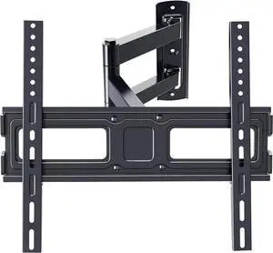 Full Motion TV Wall Mount, Heavy Duty Single Articulating Arms TV Bracket for Most 32-55 Inch Flat Curved TVs, Up to VESA 400x400mm and 77lbs, Support Swivel, Tilt, Level Adjustment