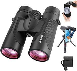 12x42 HD Binoculars for Adults with Universal Phone Adapter - High Power Binoculars with Super Bright and Large View- Lightweight Waterproof Binoculars for Bird Watching Hunting Outdoor Sports Travel