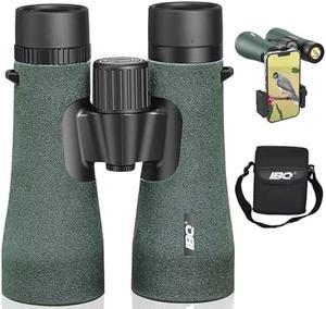 IBQ Binoculars For Adults HD,12x50 High Power Binoculars with Upgraded Phone Adapter, Super Bright Binoculars with Low Light Night Vision,Waterproof Binoculars For Bird Watching,Outdoor Sport, Concert