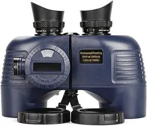 10x50 Marine Binoculars with Compass for Adults - Waterproof BAK4 Prism FMC Lens Binoculars with Rangefinder Compass and Shoulder Harness Strap for Navigation Hunting Bird Watching