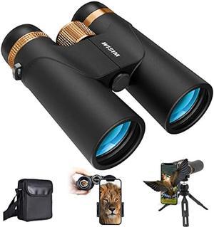 WISIMMALL 12X42 Binoculars for Adults with Tripod, Waterproof Compact Binoculars,Travel Lightweight Binocular with BaK4 Prisms for Hiking, Smart Phone Adaptor for Photography.