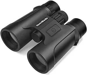 LaserWorks Hunting Binoculars for Adults, Compact Binoculars with Rangefinder Built-in, Range Finder Binocular for Hunting 1300Y (Black)