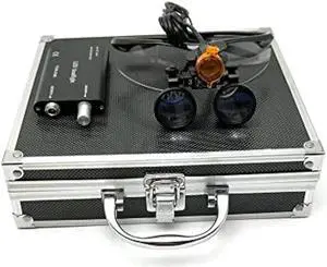 3.5X 420 Binocular Loupes Magnifier Glasses Blue + LED Head Light