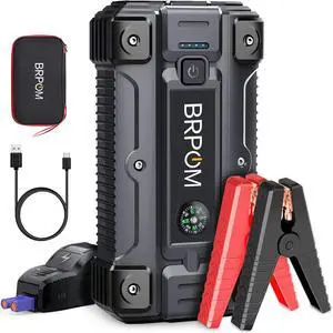 BRPOM Car Jump Starter, 3000A Peak 23800mAh (Up to 10.0L Gas or 8.0L Diesel Engine, 50 Times) 12V Auto Booster Battery Charger Jump Box with Quick Charger Smart Jump Cables (BM500)