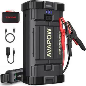 AVAPOW Car Jump Starter, 4000A Peak Battery Jump Starter (for All Gas or Up to 10L Diesel), Portable Battery Booster Power Pack, 12V Auto Jump Box with LED Light, USB Quick Charge 3.0