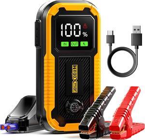 MegaXmar Car Battery Jump Starter -1500A Peak 12800mAh,Portable Car Jump Starter for Up to 7.5L Gas 6.0L Diesel Engine,12V Jump Starter Battery Pack with Smart Clamp Cables,LED Flashlight Jump Box