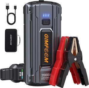 GIMFOOM Jump Starter 2000A Car Battery Jump Starter for Up to 80L Gas or 65L Diesel Engines 12V Portable Car Jump Starter Battery Pack Jump Box with 400 Lumens LED LightDual USB Output