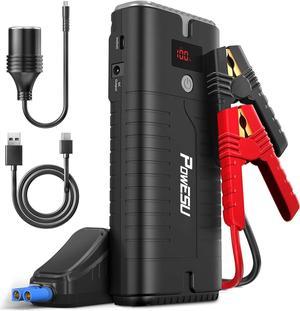 Portable Car Battery Jump Starter  2000A Peak 18000mAh Up to 80L Gas or 75L Diesel Engine 12V Auto Battery Booster Portable Power Pack with Indicator Jumper Cables QC 30 and LED Light