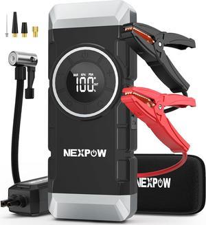 NEXPOW Car Battery Jump Starter 2000A Peak with Air Compressor12V 150PSI Portable Jumpstart Box for Up to 8L Gas 8L Diesel Engine PD18W Quick Charging Force Start Button