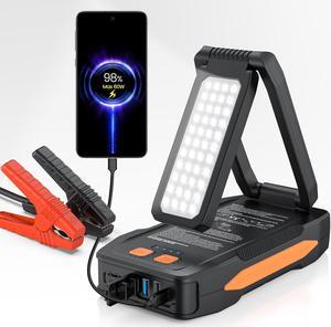 BIZEWO Jump Starter Battery Pack, 60W Quick Charge, 2000A Peak Car Battery Jump Starter Portable for Up to 8.0L Gas or 6.0L Diesel Engines, 12V Car Jump Starter Battery Booster with Foldable LED Light