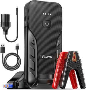 Portable Car Jump Starter - 5000A Peak Current (Up to All Gas or 10L Diesel Engine) 12V Auto Battery Booster Portable Power Pack with Indicator Light Jumper Cables, QC 3.0 and LED Light