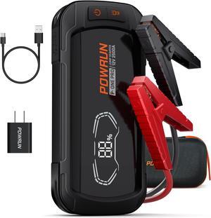 Powrun P-ONE PRO Jump Starter, 2500A Portable Jump Box, Car Jump Starter Battery Pack for up to 8.5L Gas and 7.0L Diesel Engines, 12V Car Battery Jump Starter with Carry Case