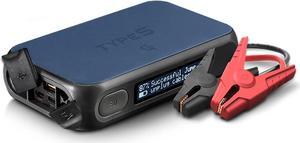 Type S Car Battery Jump Starter Power Bank Portable, 12V 400A 6.0L Gas 3.0L Diesel, LCD Display Step by Step Guide, 8000mAh, Qi Wireless Charging, LED Flashlight, USB-C USB-A, UL Listed (Blue)