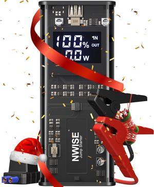 NWISE Car Jump Starter 2000A Peak Portable Battery Starter with Smart Safety Jumper Clamps12V Jump Boxes with LED Light