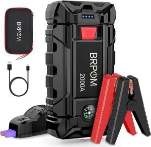 BRPOM Car Jump Starter 2000A Peak 21800mAh Up to 80L Gas or 65L Diesel Engine 40 Times 12V Auto Booster Battery Pack Jump Box with Quick Charger Smart Jump Cable