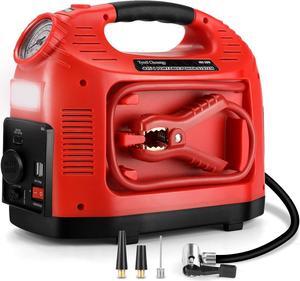FlyAuto 4-in-1 Jump Starter with 260 PSI Air Compressor,900A Peak Jump Start Battery Pack for up to 6.0L Gas or 3.0L Diesel Engine,Portable Jump Box with Smart Safety Jumper Cable,Fast Charge, Light