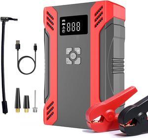 2000A Car Jump Starter with Air Compressor (8.0L Gas/5.0L Diesel), 6-in-1 Portable Charger Lithium Battery Box with Fast Charging 3.0 & DC12V 8A for Small appliances & Compass for Outdoor