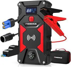 FNNEMGE Car Jump Starter, 2500A Peak 24800mAh 12V Car Battery Starter(Up to All Gas, 8.0L Diesel Engine), with USB Quick Charge 3.0,LED Light,12V EC-5 Output.