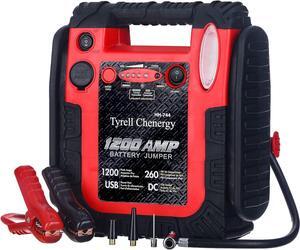 Tyrell Chenergy 1200 Peak/600 Instant Amps Car Jump Starter (Up to 6L Gas or 6L Diesel Engine), Jump Boxes for Vehicles,Comes with 260 PSI Air Compressor, 2.1A USB Ports, Jump Box,Battery Clamps