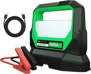 MEGAWELL 1600 Peak/1000 Instant Amps Portable Car Jump Starter 20000 mAh 12V Lithium Battery Starter for Gas 12L and Diesel 6L, 6-Mode 530 Lumen LED Work Light & Power Bank with 2 USB Charging Ports