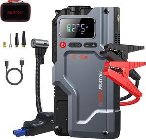  E-Ant Jump Starter with Air Compressor, 900A Peak Jump Starter,  260 PSI Tire Inflator, 12V Battery Jumper Starter Portable, Jumper Cables  for Up to 6.0L Gas/4.0L Diesel Engines with DC/USB Ports-Black 