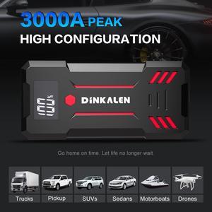 DINKALEN Car Jump Starter, 3000 A Peak Car Battery Jump Starter (All Gas and Up to 8 L Diesel) 12 V Jump Starter Battery Pack,Battery Boost, Jump Box with LCD Screen,Quick Charge, (DN400) (Black)